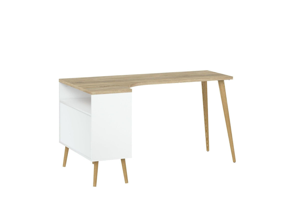 Oslo Desk 2 Drawer In White And Oak