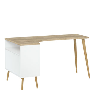 Oslo Desk 2 Drawer In White And Oak