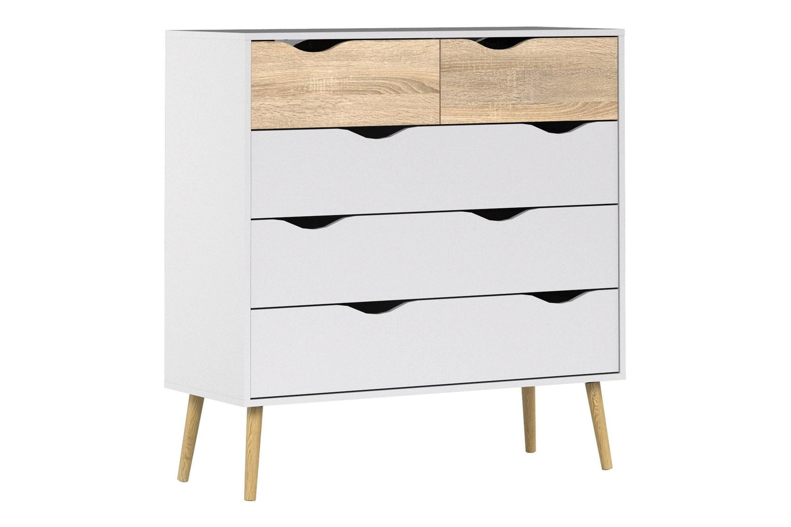 Oslo Chest Of 5 Drawers In White And Oak