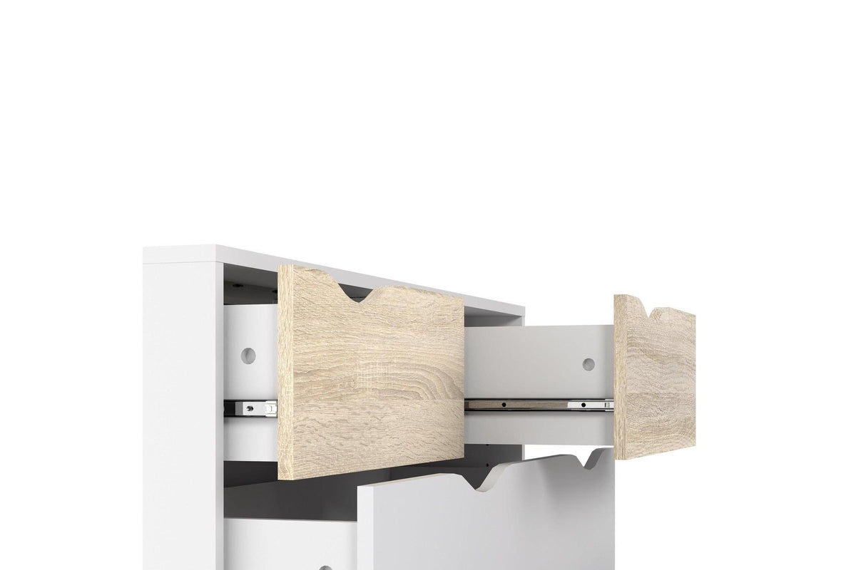 Oslo Chest Of 5 Drawers In White And Oak