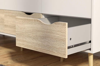 Oslo Wardrobe 3 Doors 3 Drawers In White And Oak