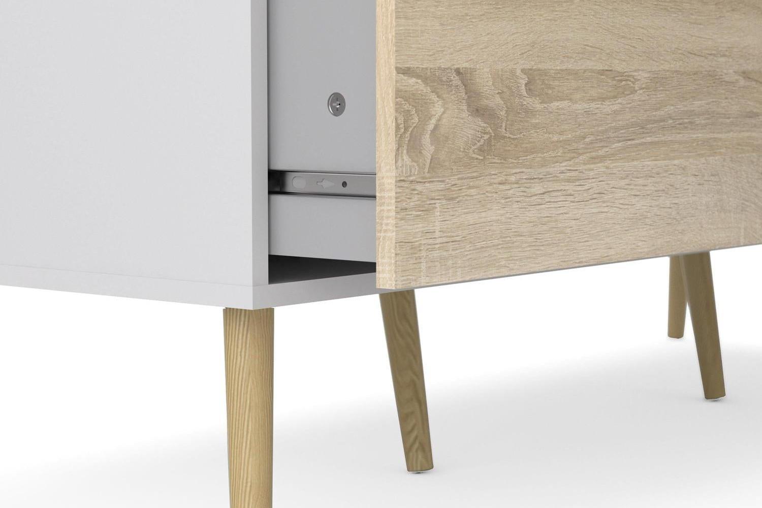 Oslo Wardrobe 3 Doors 3 Drawers In White And Oak