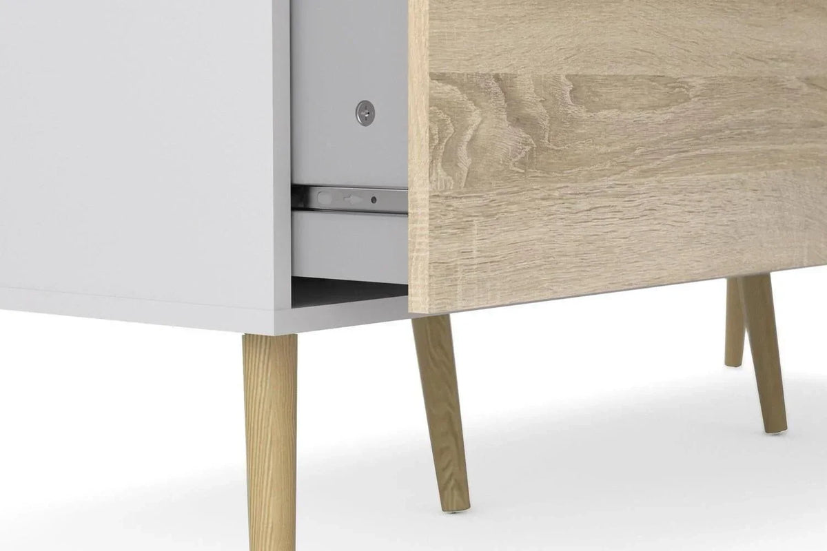 Oslo Wardrobe 3 Doors 3 Drawers In White And Oak