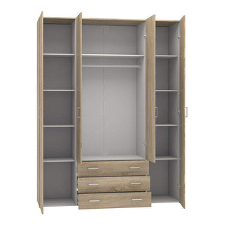 Space Wardrobe - 4 Doors 3 Drawers 154 - Msofas LTD