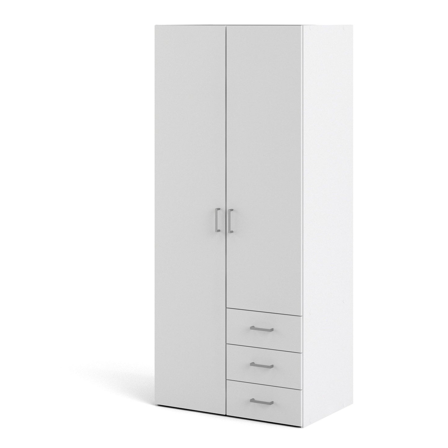 Space Wardrobe with 2 doors + 3 drawers White 77