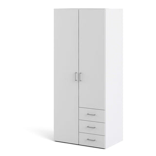 Space Wardrobe with 2 doors + 3 drawers White 77 - Msofas LTD