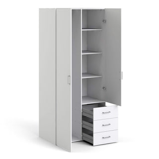 Space Wardrobe with 2 doors + 3 drawers White 77 - Msofas LTD