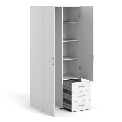 Space Wardrobe with 2 doors + 3 drawers White 77