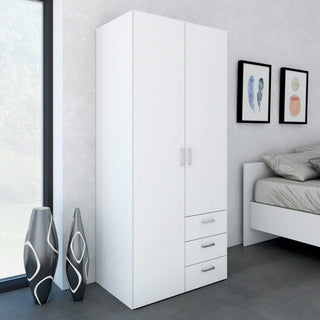 Space Wardrobe with 2 doors + 3 drawers White 77 - Msofas LTD