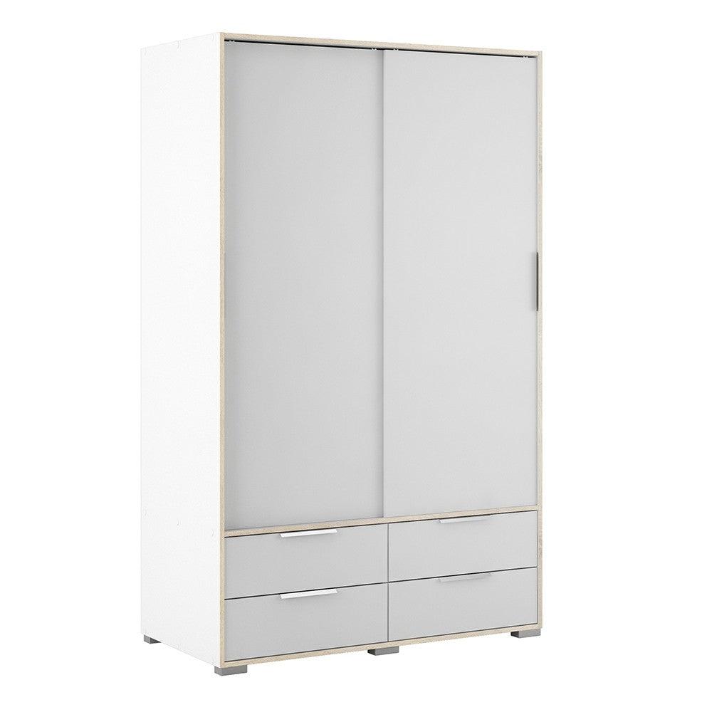 Line Wardrobe - 2 Doors 4 Drawers 120