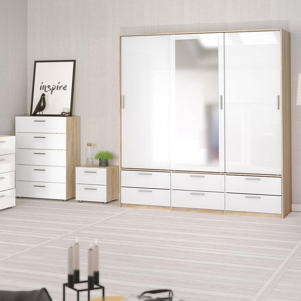 Line Wardrobe - 3 Doors 6 Drawers 180