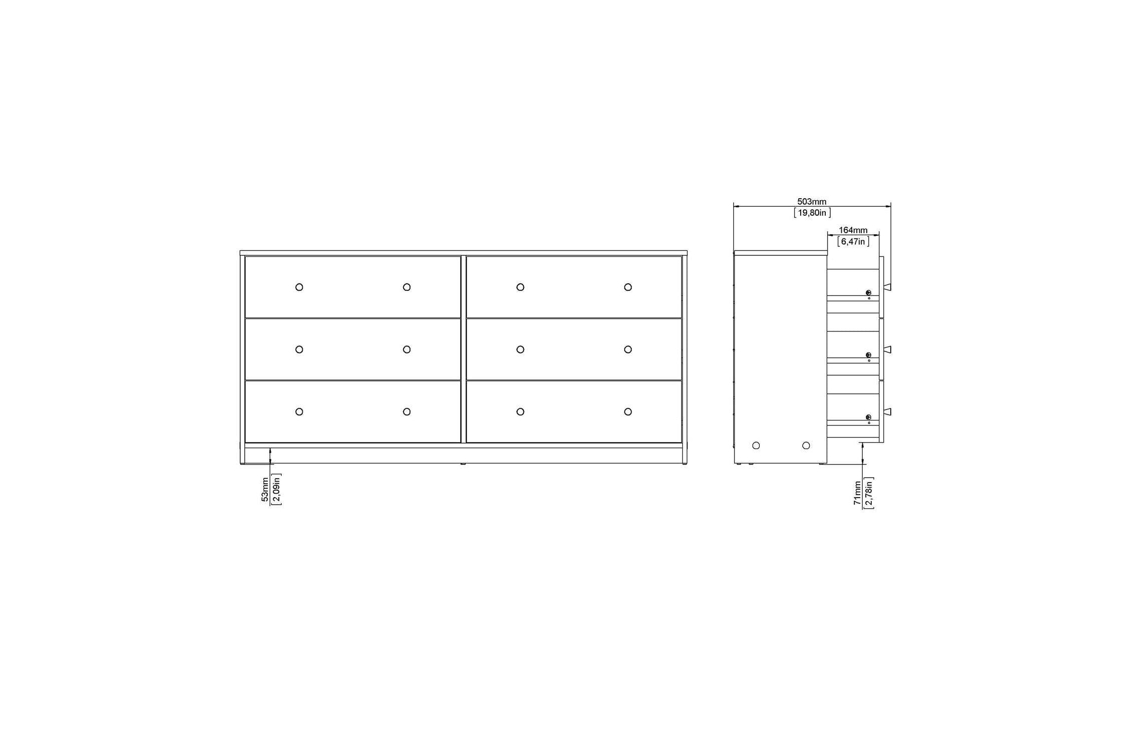 May Chest Of 6 Drawers (3+3) In Black