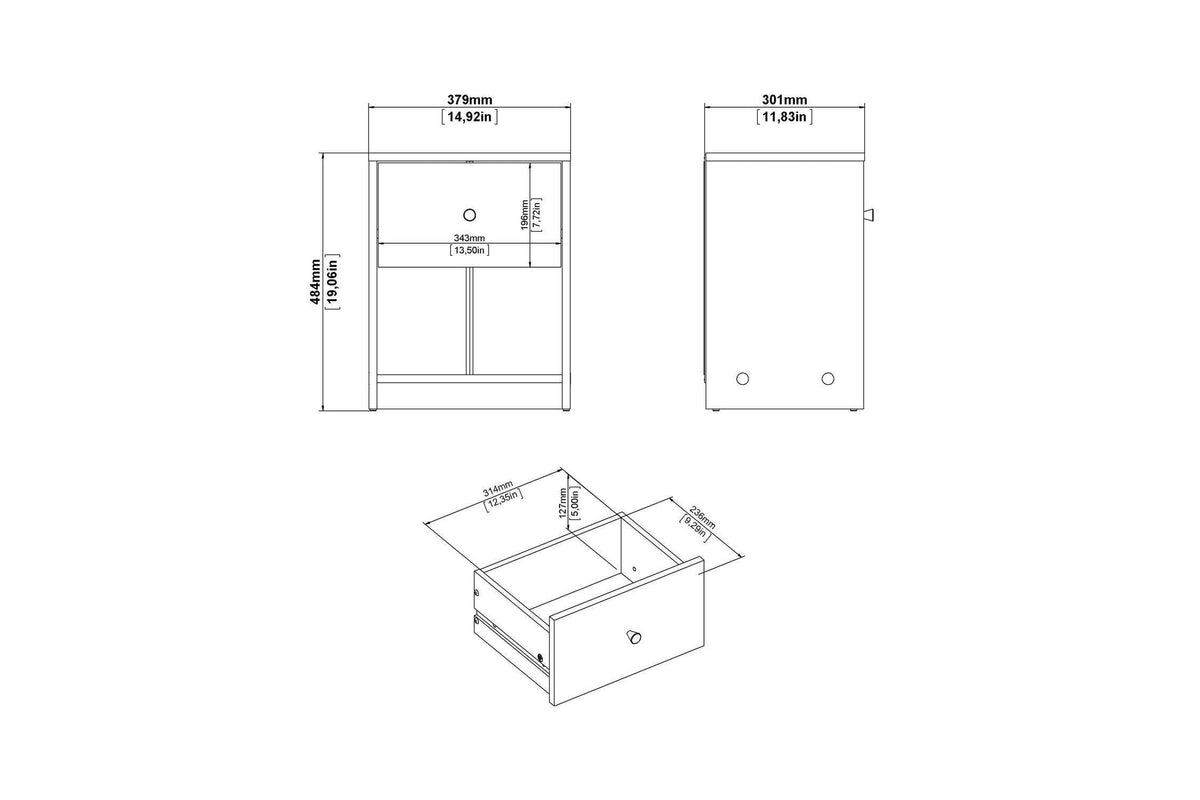May Bedside 1 Drawer In Black