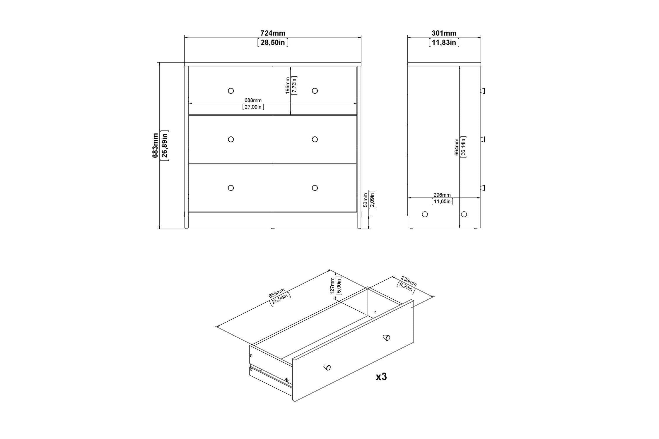 May Chest Of 3 Drawers In Jackson Hickory Oak