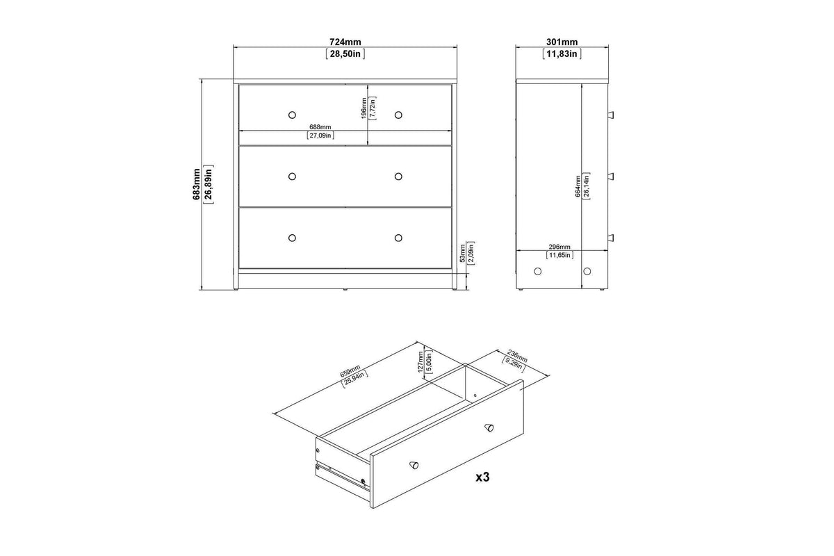 May Chest Of 3 Drawers In Jackson Hickory Oak