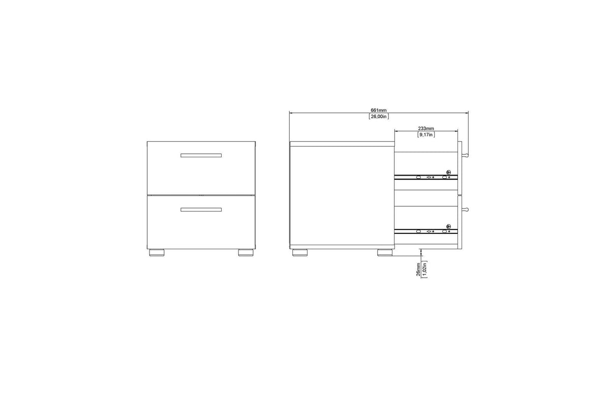 Pepe Bedside 2 Drawers In White