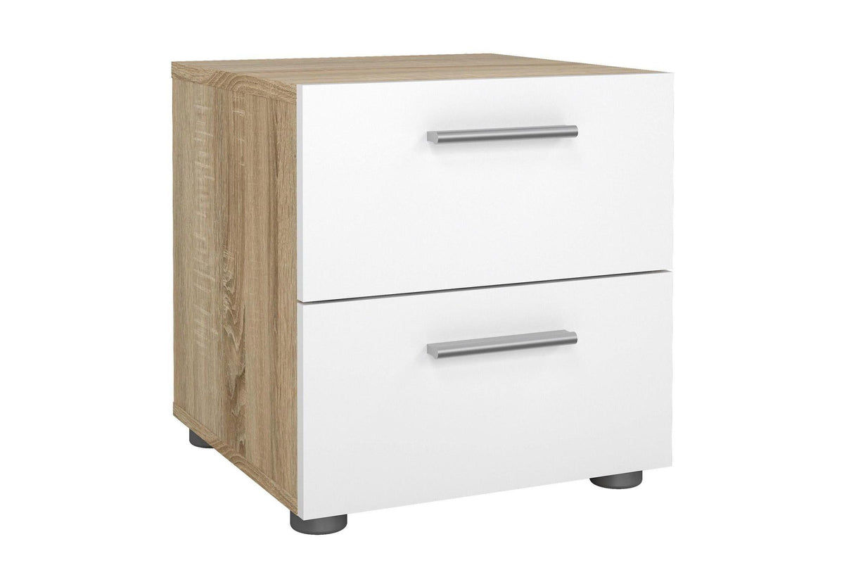 Pepe Bedside 2 Drawers In Oak With White High Gloss