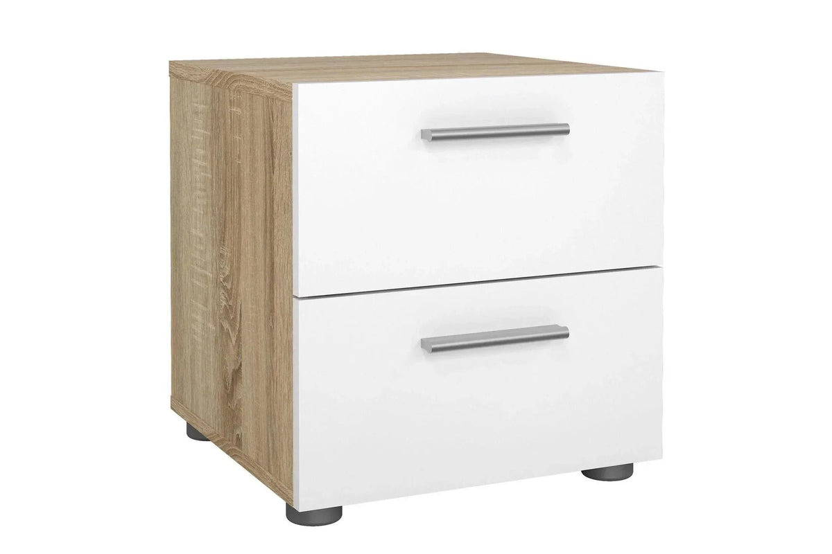 Pepe Bedside 2 Drawers In Oak With White High Gloss