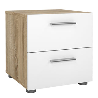 Pepe Bedside 2 Drawers In Oak With White High Gloss