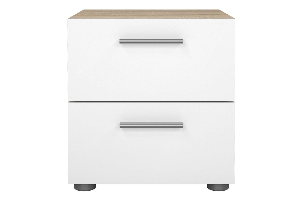 Pepe Bedside 2 Drawers In Oak With White High Gloss