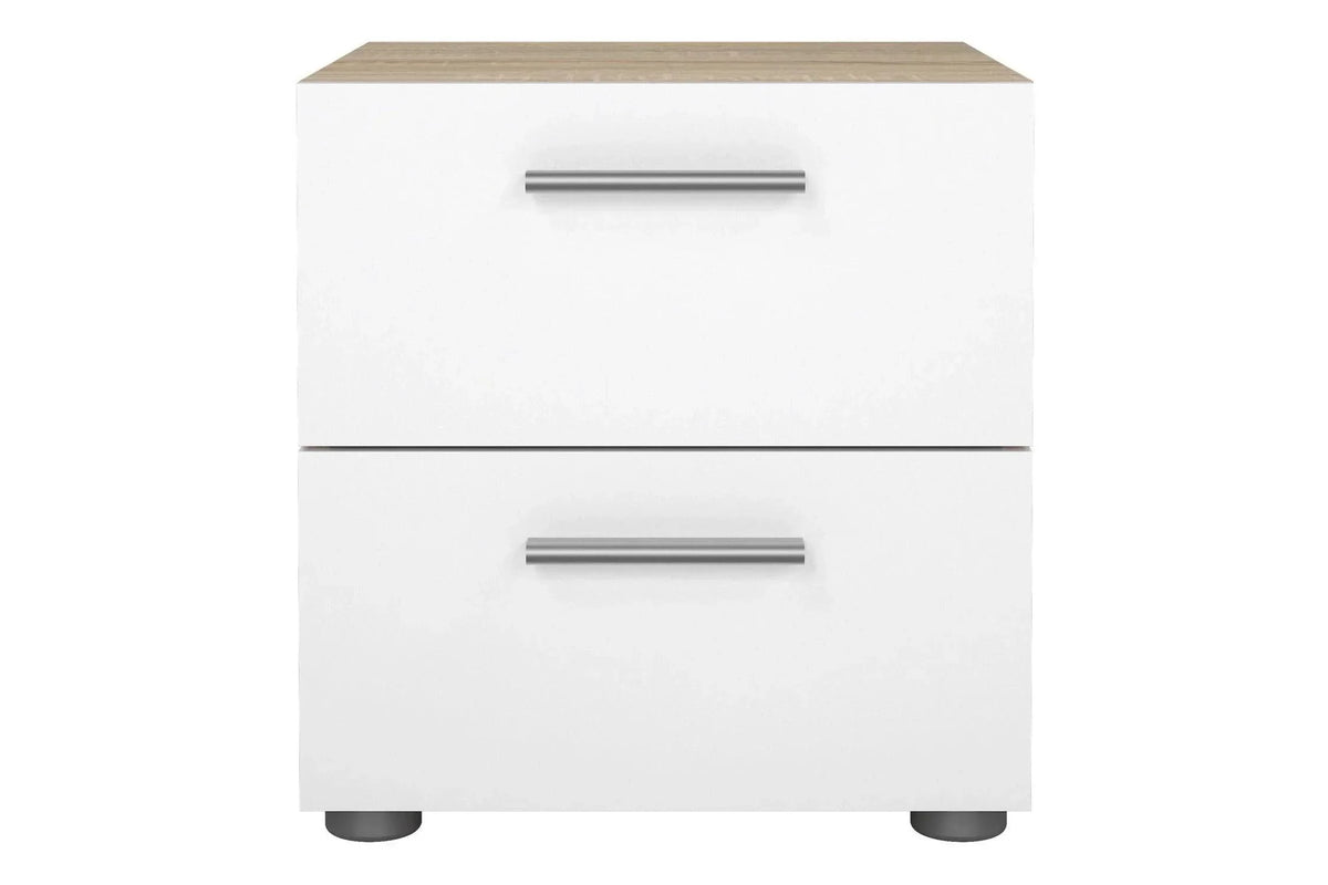 Pepe Bedside 2 Drawers In Oak With White High Gloss