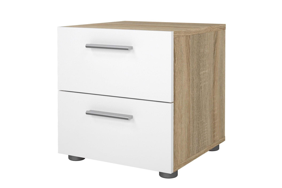 Pepe Bedside 2 Drawers In Oak With White High Gloss