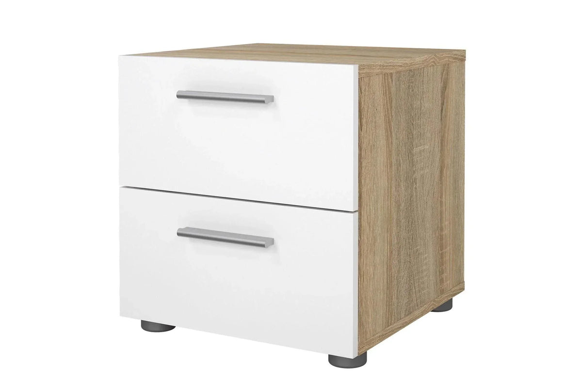 Pepe Bedside 2 Drawers In Oak With White High Gloss