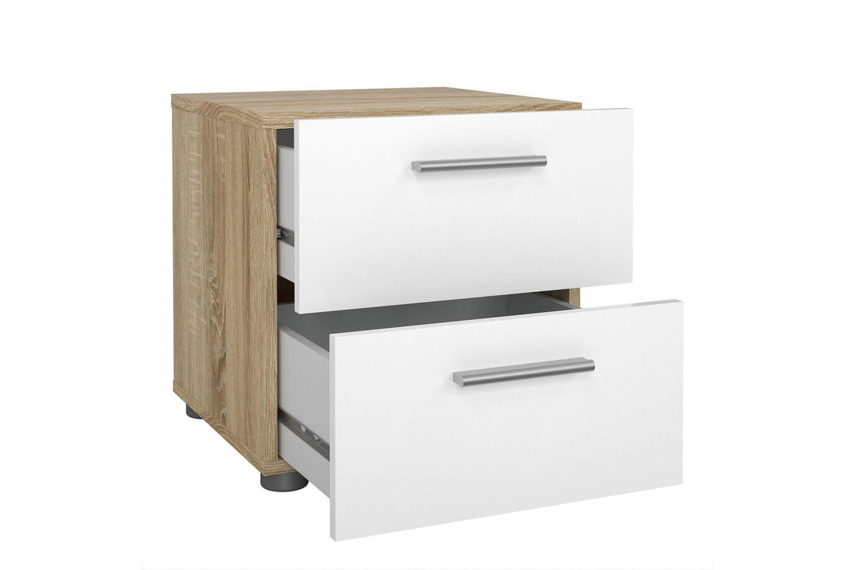 Pepe Bedside 2 Drawers In Oak With White High Gloss