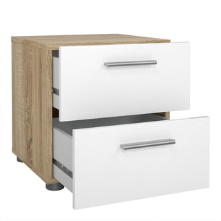 Pepe Bedside 2 Drawers In Oak With White High Gloss