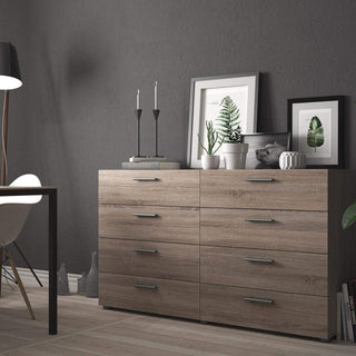 Pepe Wide Chest of 8 Drawers (4+4) in Truffle Oak - Msofas LTD