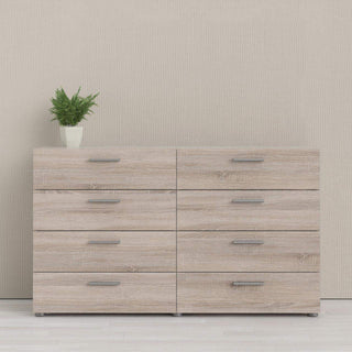 Pepe Wide Chest of 8 Drawers (4+4) in Truffle Oak - Msofas LTD