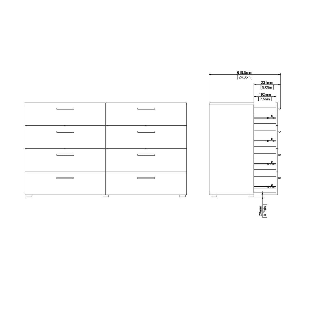 Pepe Wide Chest of 8 Drawers (4+4) in Truffle Oak