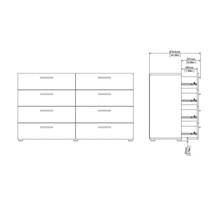 Pepe Wide Chest of 8 Drawers (4+4) in Truffle Oak - Msofas LTD