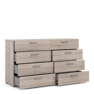 Pepe Wide Chest of 8 Drawers (4+4) in Truffle Oak - Msofas LTD