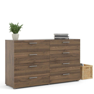 Pepe Wide Chest of 8 Drawers (4+4) in Walnut - Msofas LTD