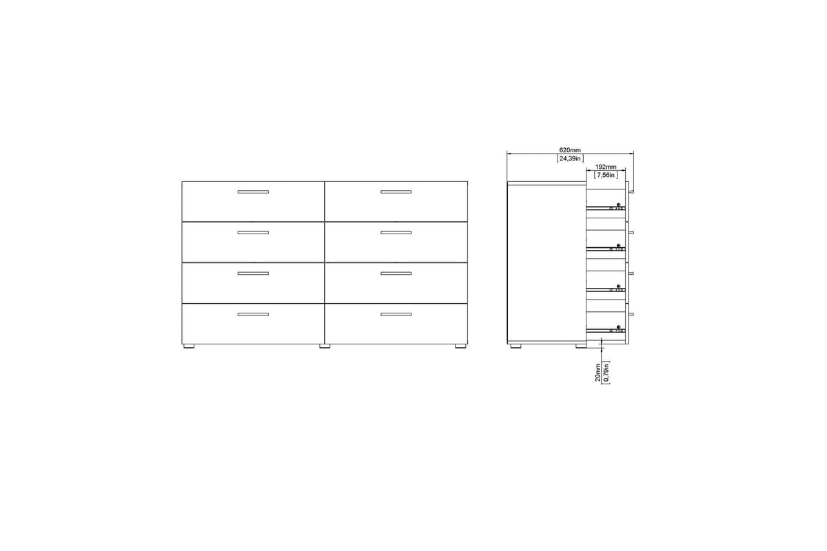 Pepe Wide Chest Of 8 Drawers In Black