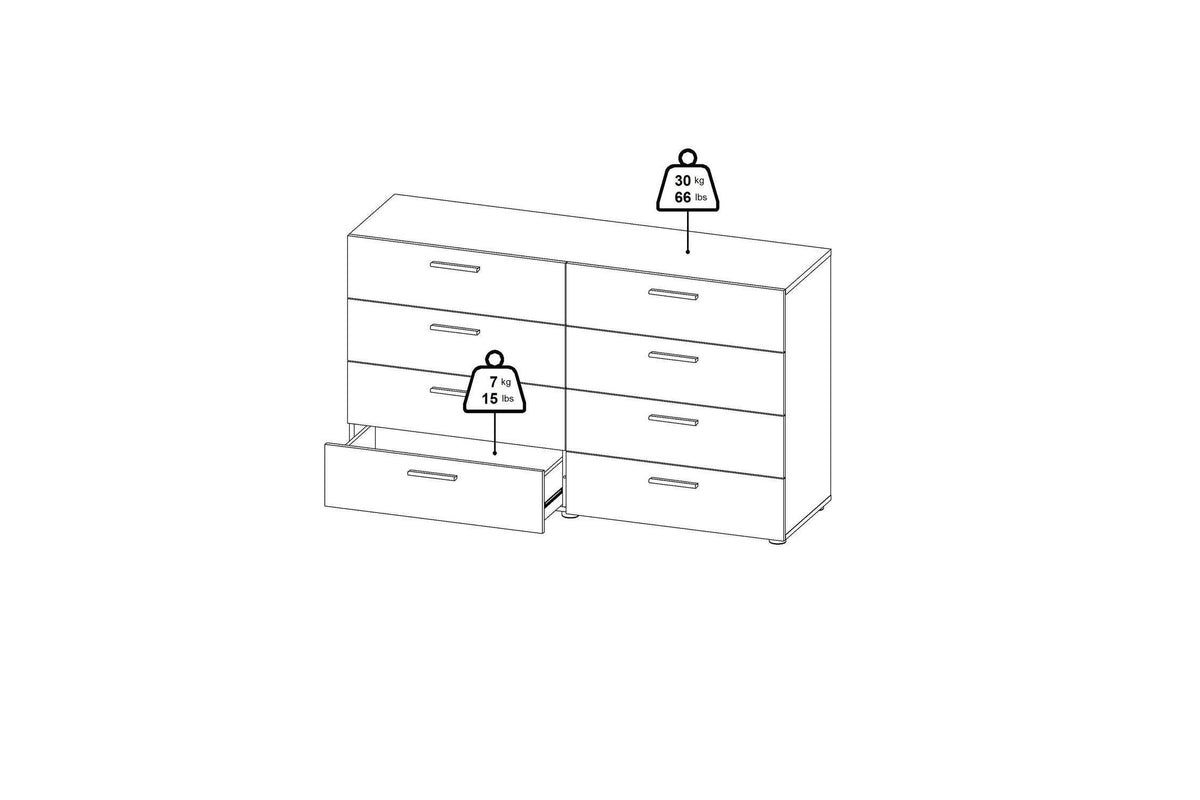 Pepe Wide Chest Of 8 Drawers In Black