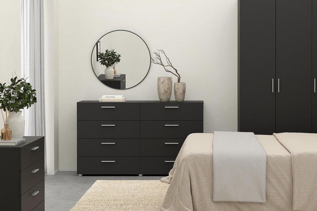 Pepe Wide Chest Of 8 Drawers In Black