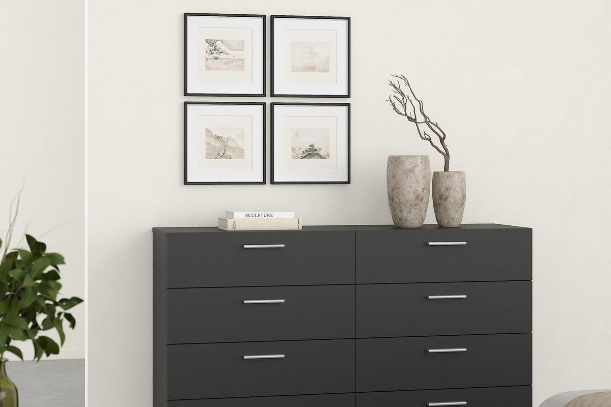 Pepe Wide Chest Of 8 Drawers In Black