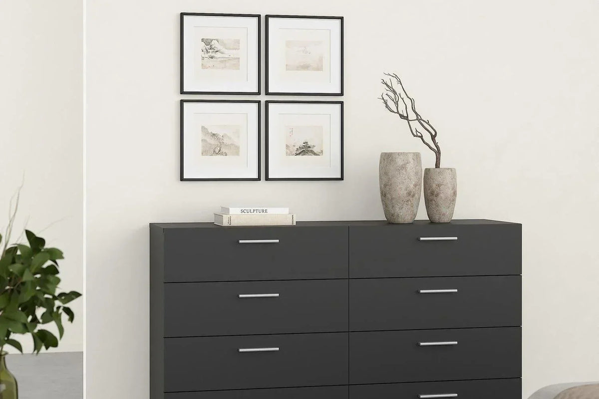 Pepe Wide Chest Of 8 Drawers In Black