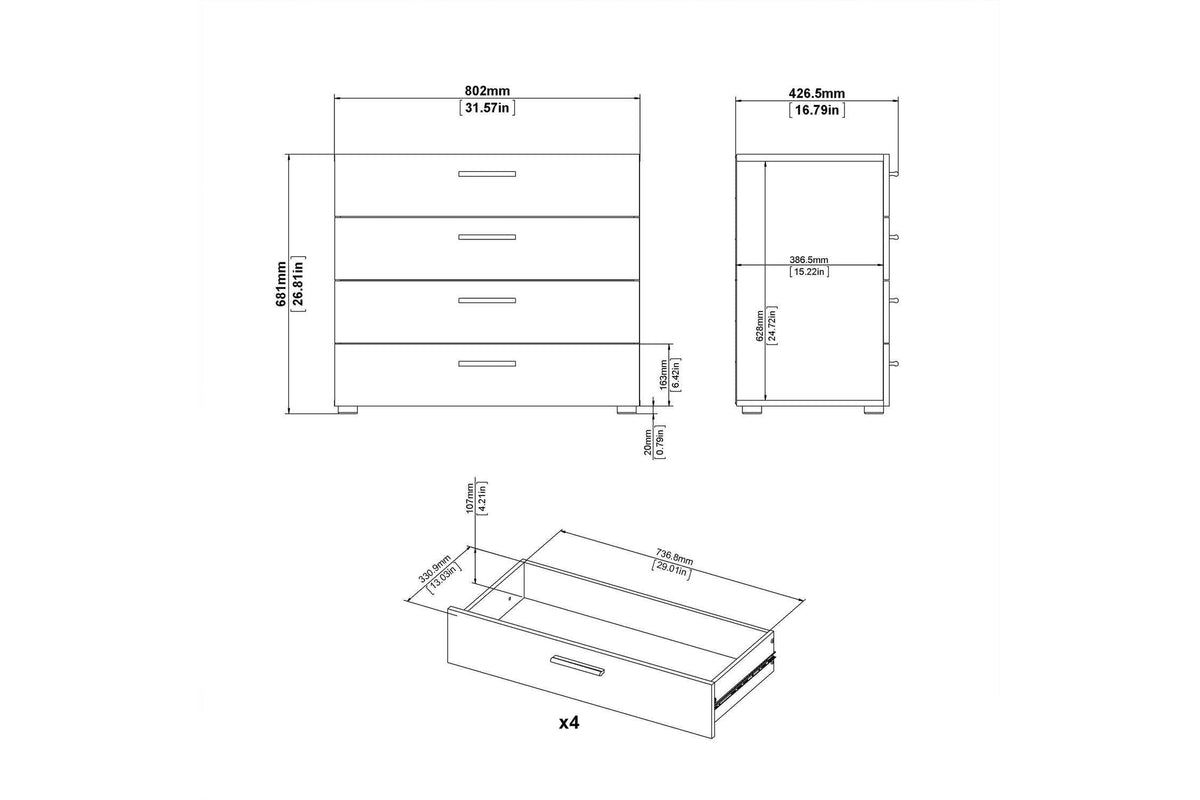 Pepe Chest Of 4 Drawers In Oak