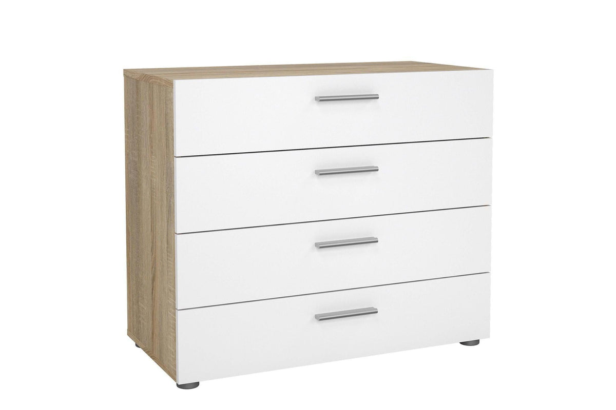 Pepe Chest Of 4 Drawers In Oak With White High Gloss