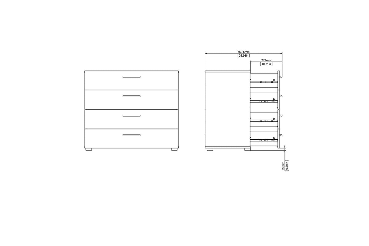Pepe Chest Of 4 Drawers In Oak With White High Gloss