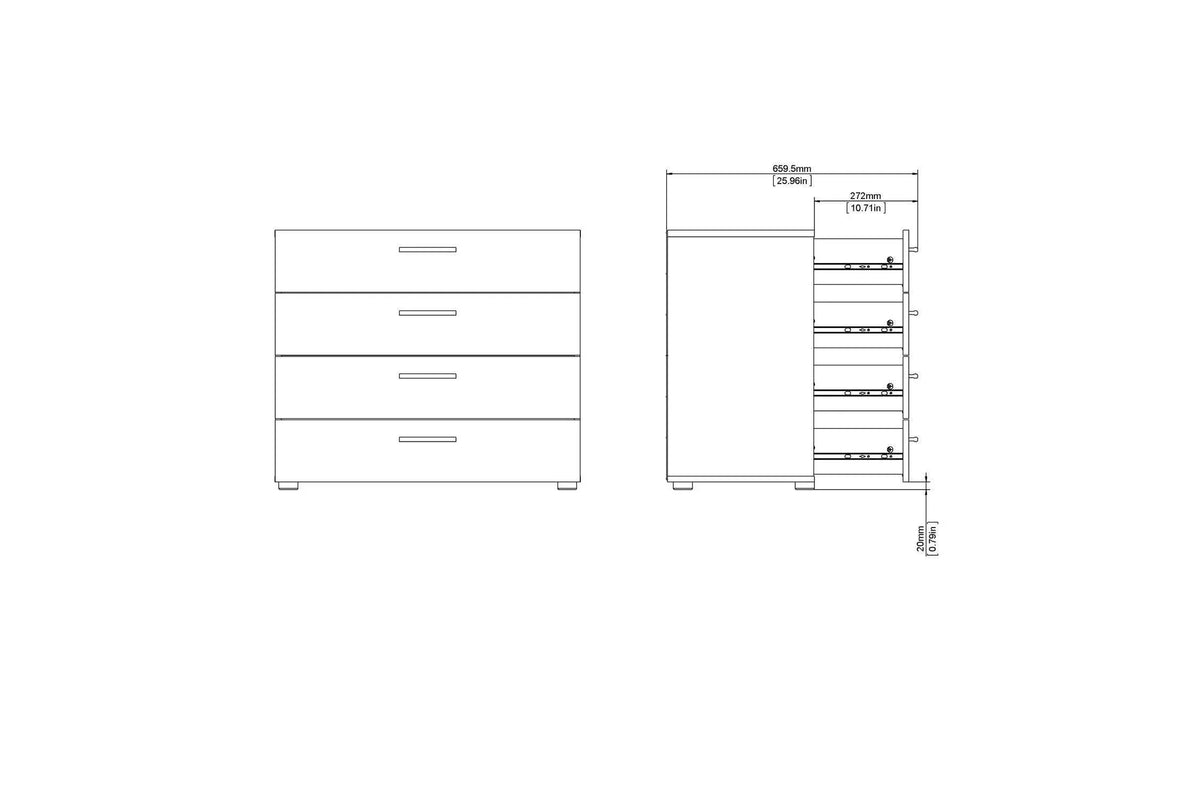Pepe Chest Of 4 Drawers In Oak With White High Gloss