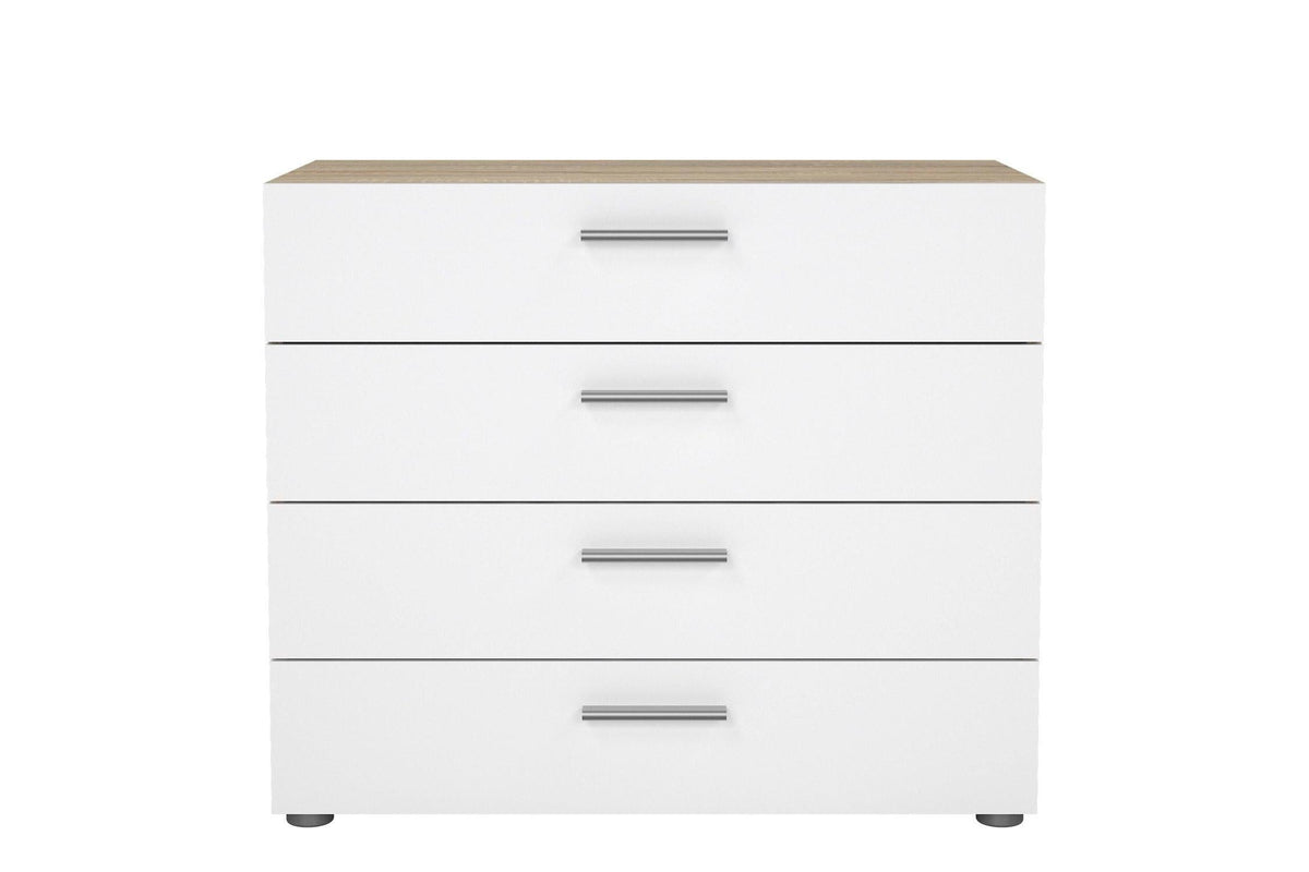 Pepe Chest Of 4 Drawers In Oak With White High Gloss