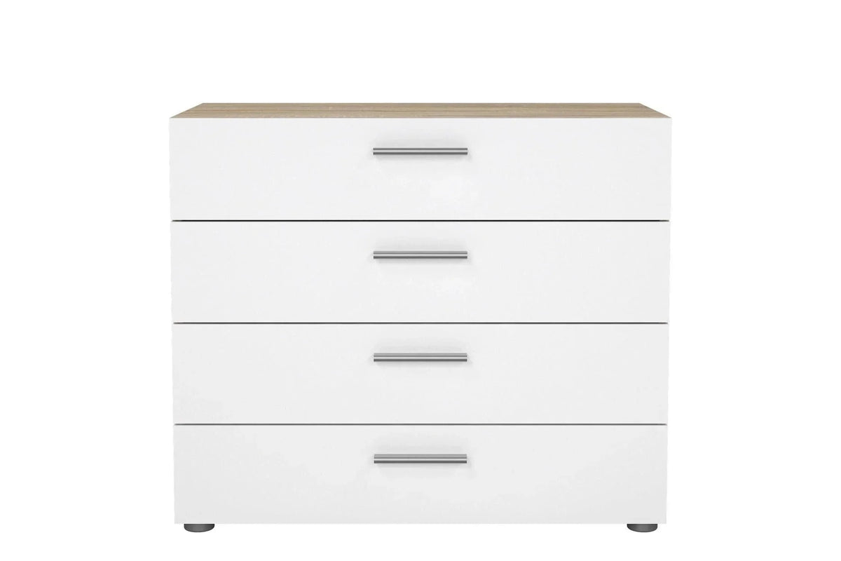 Pepe Chest Of 4 Drawers In Oak With White High Gloss