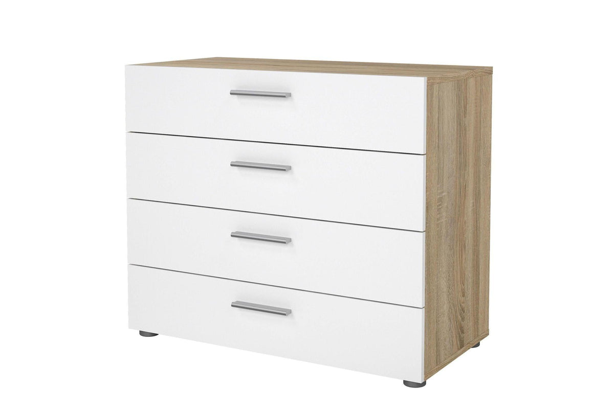 Pepe Chest Of 4 Drawers In Oak With White High Gloss