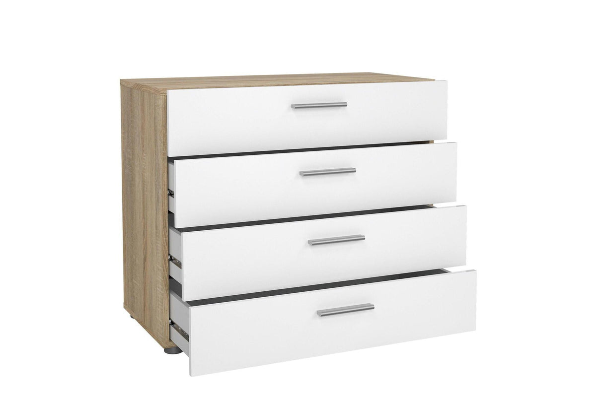 Pepe Chest Of 4 Drawers In Oak With White High Gloss