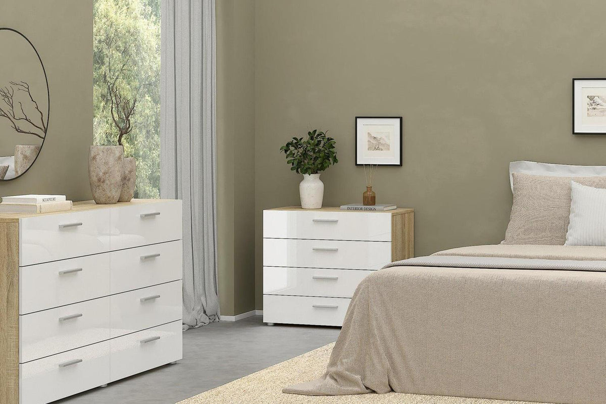 Pepe Chest Of 4 Drawers In Oak With White High Gloss