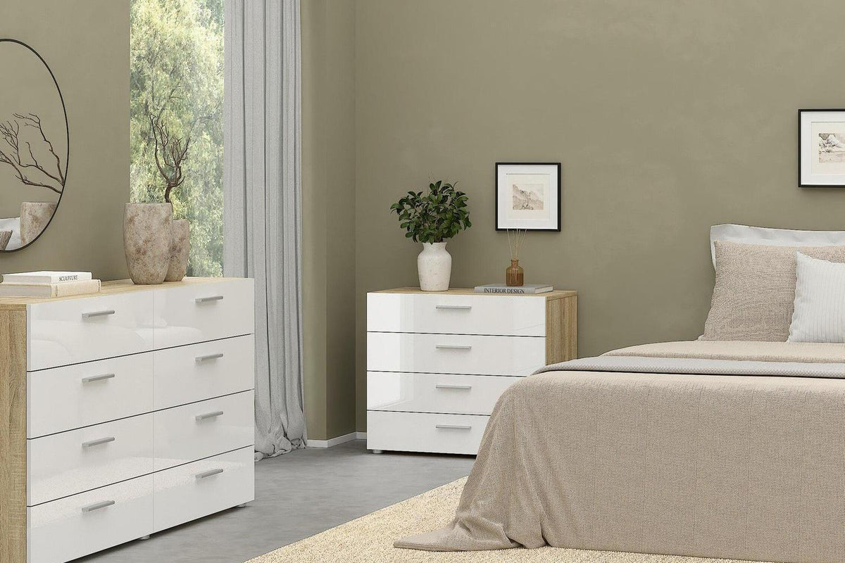 Pepe Chest Of 4 Drawers In Oak With White High Gloss